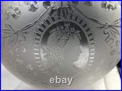 Abat-jour globes cristal Gravé lampe Baccarat St Louis décor floral portrait