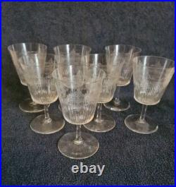 Ancien 7 Verres À Eau Cristal Baccarat Ou Saint Louis GRAVÉ Non SIGNÉ