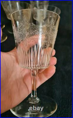 Ancien 7 Verres À Eau Cristal Baccarat Ou Saint Louis GRAVÉ Non SIGNÉ