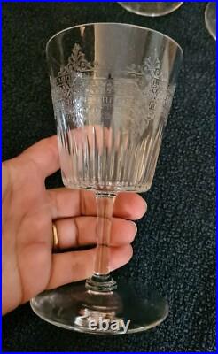 Ancien 7 Verres À Eau Cristal Baccarat Ou Saint Louis GRAVÉ Non SIGNÉ