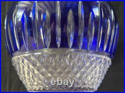 Ancien Grand vase Overlay Bleu Cobalt Cristal de Lorraine Saint Louis 35 Cm