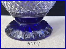 Ancien Grand vase Overlay Bleu Cobalt Cristal de Lorraine Saint Louis 35 Cm
