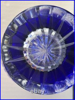 Ancien Grand vase Overlay Bleu Cobalt Cristal de Lorraine Saint Louis 35 Cm