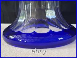 Ancien Grand vase Overlay Bleu Cobalt Cristal de Lorraine Saint Louis 35 Cm