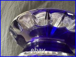 Ancien Grand vase Overlay Bleu Cobalt Cristal de Lorraine Saint Louis 35 Cm