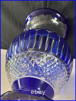 Ancien Grand vase Overlay Bleu Cobalt Cristal de Lorraine Saint Louis 35 Cm