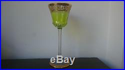Ancien St Louis Thistle Gold verre de vin cristal couleur verte, 20,5 cm hauteur
