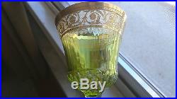 Ancien St Louis Thistle Gold verre de vin cristal couleur verte, 20,5 cm hauteur
