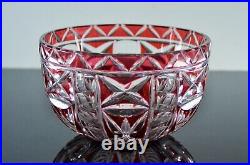 Ancien XXL Coupe Saladier Cristal Couleur Rouge Taille Diamant Art Deco St Louis
