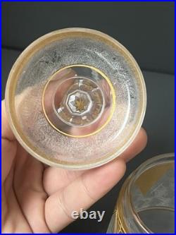 Ancien flacons En Cristal Givré Doré Dégagé À L'acide Saint Louis Baccarat