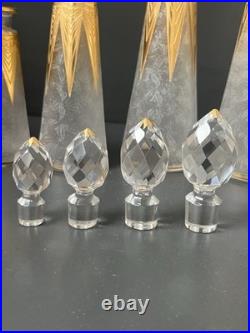 Ancien flacons En Cristal Givré Doré Dégagé À L'acide Saint Louis Baccarat