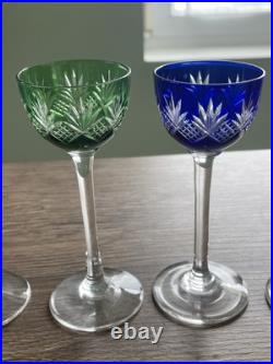 Ancien service à liqueur cristal taillé de couleur Saint Louis Val saint Lambert