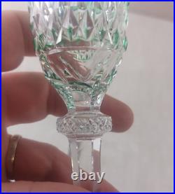 Ancien verre / flûte champagne, cristal vert, style Tommy de Saint Louis
