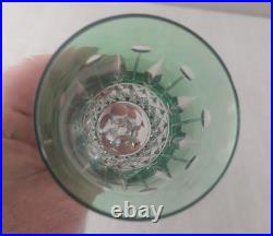 Ancien verre / flûte champagne, cristal vert, style Tommy de Saint Louis
