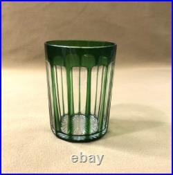 Ancien verre / gobelet en cristal overlay SAINT LOUIS doublé VERT taillé à côtes