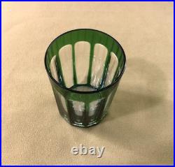 Ancien verre / gobelet en cristal overlay SAINT LOUIS doublé VERT taillé à côtes