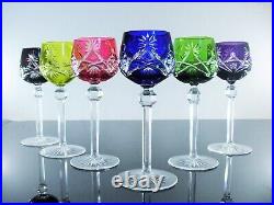 Ancienes 6 Verres A Vin Cotes Taille Cristal Double Couleur St Lambert St Louis