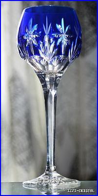 Ancienne 6 Verres Vin En Cristal Couleur Double Blanc Bleu Taille St. Louis