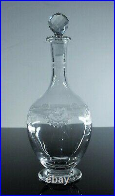 Ancienne Carafe A Vin Cristal Grave Degage L'acide Modele Manon St Louis 1930