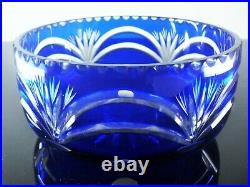 Ancienne Coupe Saladier En Cristal Double Couleur Bleu Taille St Louis 1930