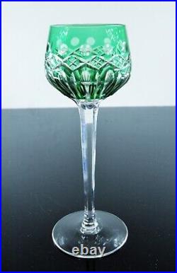 Ancienne Grand 1 Verre A Vin Cristal Double Couleur Vert Traminer St Louis Signe