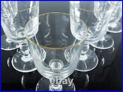 Ancienne Grand 6 Verres A Vin En Cristal Modele Manet Liseré Or St Louis Signe