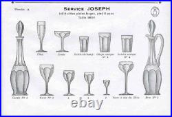 Ancienne Service Digestif 6 Verres Cristal Couleur Modele Joseph St Louis Signee