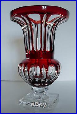 Ancienne Vase En Cristal Couleur Double Couche Taille St Louis