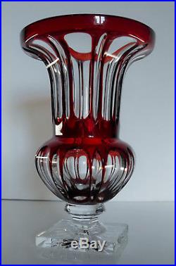 Ancienne Vase En Cristal Couleur Double Couche Taille St Louis