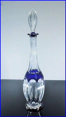 Ancienne XXL Carafe En Cristal Double Couleur Bleu Modele Joseph St Louis 47 CM