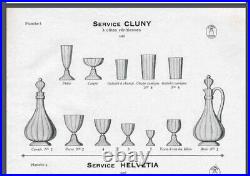 Anciennes 6 Flutes Verres En Cristal Cotes Venetiens Modele Cluny St Louis 1930