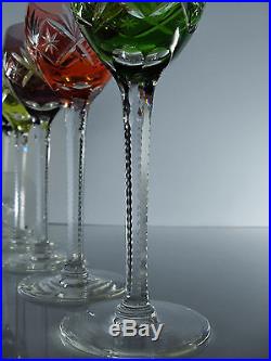 Anciennes 6 Verres A Vin En Cristal Couleur Taille St Louis (baccarat)