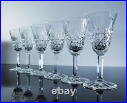 Anciennes 6 Verres A Vin En Cristal Taille Modelé Tarn St Louis Signe