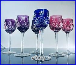 Anciennes 6 Verres A Vin En Cristal Taille Souffle Baccarat Saint Louis 1890