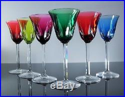 Anciennes Grand 6 Verres A Vin Cristal Couleur Taille Cerdagne St Louis Signe