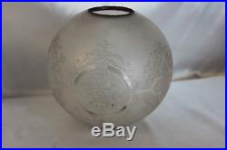 Antiquite Boule Globe Verre Grave Pour Lampe A Petrole St Louis Baccarat