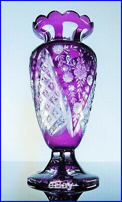 Art Nouveau Vase Cristal Couleur Double Taille St Louis Baccarat Bohême 1890
