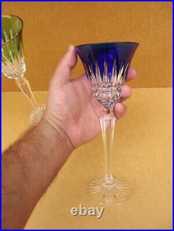 Baccarat Saint Louis 2 grands verres à vin Couleur bleue et vert à pied cristal Baccarat Saint Louis 2 grands verres à vin Couleur bleue et vert à pied cristal