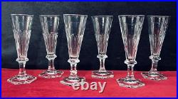 Baccarat Saint Louis 6 Flutes A Champagne Cristal Taillé Cotes Plates 19eme Bb