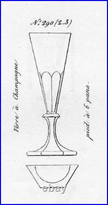 Baccarat Saint Louis 6 Flutes A Champagne Cristal Taillé Cotes Plates 19eme Bb