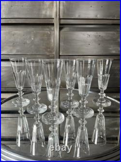 Baccarat Saint Louis 6 Verres Champagne Flutes Cristal Modèle Caton French Glass