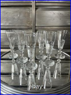 Baccarat Saint Louis 6 Verres Champagne Flutes Cristal Modèle Caton French Glass