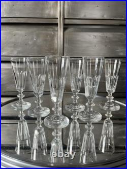 Baccarat Saint Louis 6 Verres Champagne Flutes Cristal Modèle Caton French Glass