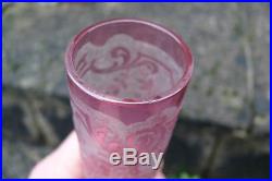 Baccarat Saint Louis Magnifique vase cylindrique à décor dégagé à l'acide