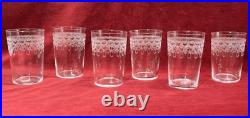 Baccarat St Louis 6 Flat Tumbler Glasses Verre Gobelet Cristal Grave Art Nouveau