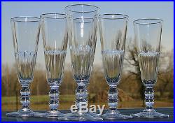 Baccarat ou Saint Louis Service de 6 flûtes à champagne en cristal, XIXe s