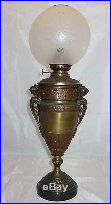 Belle lampe à pétrole KOSMOS BRENNER Globe cristal St Louis signé / 1900 XIX