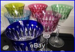 Belle série 6 verres à eau coloré cristal marqué Saint Louis Modéle Tommy