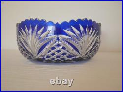 Bol coupe saladier cristal taillé bleu Saint Louis ancienne ancien Bol coupe saladier cristal taillé bleu Saint Louis ancienne ancien