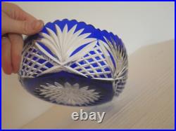 Bol coupe saladier cristal taillé bleu Saint Louis ancienne ancien Bol coupe saladier cristal taillé bleu Saint Louis ancienne ancien